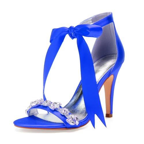 Damen Offene Zehen Braut Sandalen Mit Strass Schnürung Hochzeit Pumps Mit Schleife Hoher Pfennigabsatz Partei Abschlussball Schuhe,Blau,36 EU Damen Offene Zehen Braut Sandalen Mit Strass Schnürung Hochzeit Pumps Mit Schleife Hoher Pfennigabsatz Partei Abschlussball Schuhe,Blau,36 EU von smlekwc