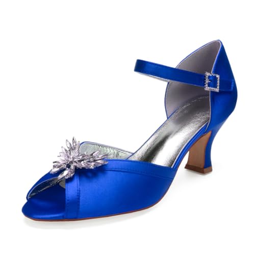 Damen Peep Toe Hochzeitsschuhe Für Braut Knöchelriemen Kleid Pumps Mit Strass Mittlerer Blockabsatz Partei Abschlussball Sandalen,Blau,40 EU Damen Peep Toe Hochzeitsschuhe Für Braut Knöchelriemen Kleid Pumps Mit Strass Mittlerer Blockabsatz Partei Abschlussball Sandalen,Blau,40 EU von smlekwc