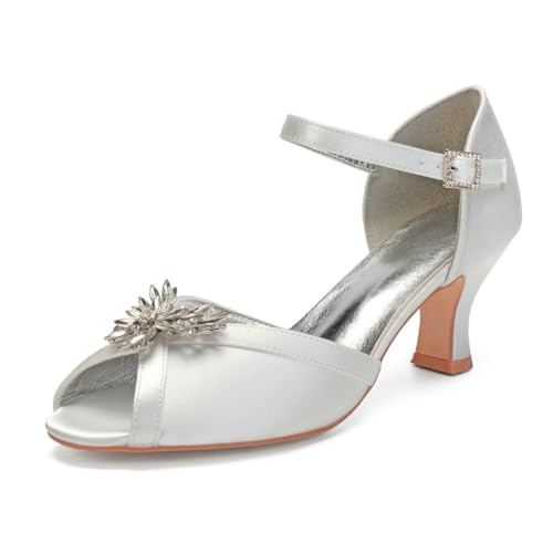 Damen Peep Toe Hochzeitsschuhe Für Braut Knöchelriemen Kleid Pumps Mit Strass Mittlerer Blockabsatz Partei Abschlussball Sandalen,Elfenbein,39 EU Damen Peep Toe Hochzeitsschuhe Für Braut Knöchelriemen Kleid Pumps Mit Strass Mittlerer Blockabsatz Partei Abschlussball Sandalen,Elfenbein,39 EU von smlekwc