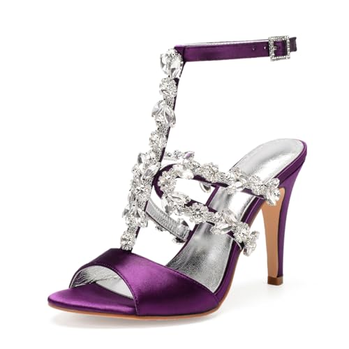 Damen Peep Toe Hochzeitsschuhe Für Braut T-Riemen Kleid Sandalen Mit Strass Sexy Hoher Absatz Partei Abschlussball Schuhe,Lila,38 EU Damen Peep Toe Hochzeitsschuhe Für Braut T-Riemen Kleid Sandalen Mit Strass Sexy Hoher Absatz Partei Abschlussball Schuhe,Lila,38 EU von smlekwc