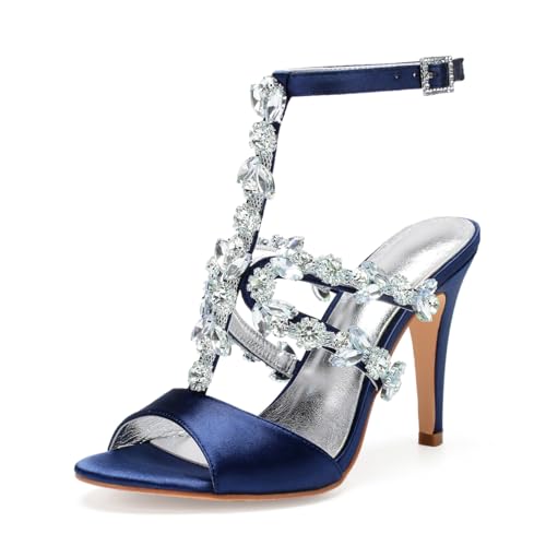 Damen Peep Toe Hochzeitsschuhe Für Braut T-Riemen Kleid Sandalen Mit Strass Sexy Hoher Absatz Partei Abschlussball Schuhe,Marine,38 EU Damen Peep Toe Hochzeitsschuhe Für Braut T-Riemen Kleid Sandalen Mit Strass Sexy Hoher Absatz Partei Abschlussball Schuhe,Marine,38 EU von smlekwc