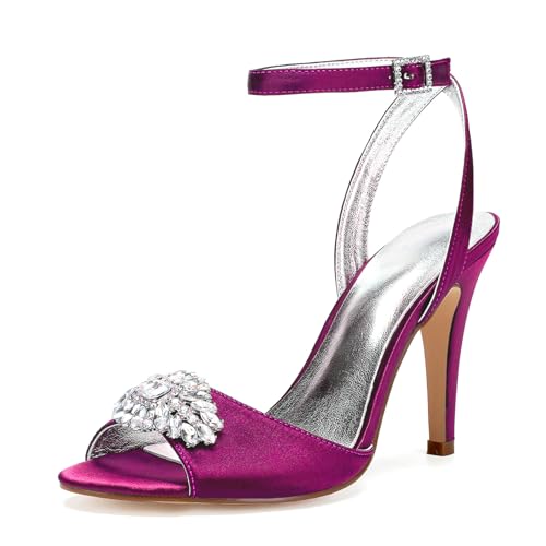 Damen Peep Toe Slingback Kleid Sandalen Knöchelriemen Hochzeitsschuhe Für Braut Hoher Pfennigabsatz Abend Partei Abschlussball Schuhe Mit Strass,Lila,38 EU Damen Peep Toe Slingback Kleid Sandalen Knöchelriemen Hochzeitsschuhe Für Braut Hoher Pfennigabsatz Abend Partei Abschlussball Schuhe Mit Strass,Lila,38 EU von smlekwc