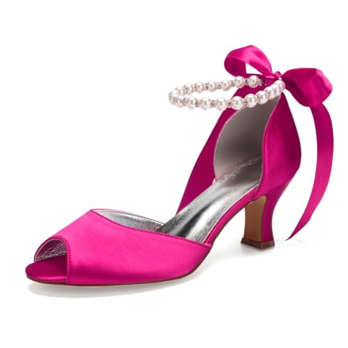 Damen Schnüren Kleid Pumps Mit Perle Mittlerer Blockabsatz Hochzeit Partei Abschlussball Schuhe Peeptoe Satin Brautsandalen,Fuchsia,38 EU Damen Schnüren Kleid Pumps Mit Perle Mittlerer Blockabsatz Hochzeit Partei Abschlussball Schuhe Peeptoe Satin Brautsandalen,Fuchsia,38 EU von smlekwc