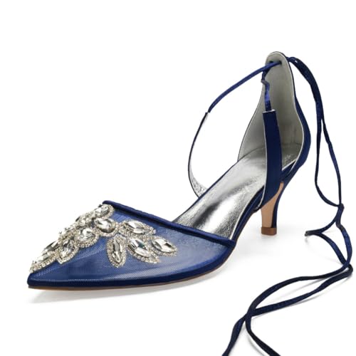 Damen Schnüren Kleid Pumps Mit Perlenbesetzter Spitze Zehen Satin Mesh Brautschuhe Mittlerer Kätzchen Ferse Hochzeit Partei Abschlussball Schuhe,Marine,40 EU Damen Schnüren Kleid Pumps Mit Perlenbesetzter Spitze Zehen Satin Mesh Brautschuhe Mittlerer Kätzchen Ferse Hochzeit Partei Abschlussball Schuhe,Marine,40 EU von smlekwc