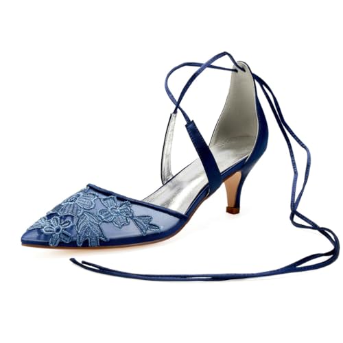 Damen Schnürung Hochzeit Kleid Schuhe Spitz Zehe Mesh Brautschuhe Mittlerer Talon Chaton Abend Partei Abschlussball Sandalen,Marine,41 EU Damen Schnürung Hochzeit Kleid Schuhe Spitz Zehe Mesh Brautschuhe Mittlerer Talon Chaton Abend Partei Abschlussball Sandalen,Marine,41 EU von smlekwc