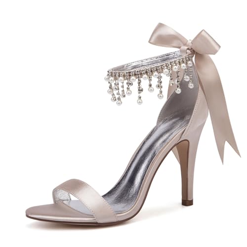 Damen Schnürung Hochzeitskleid Schuhe Mit Quaste Sexy Hoher Absatz Braut Sandalen Offene Zehen Satin Abend Partei Abschlussball Pumps,Champagne,42 EU Damen Schnürung Hochzeitskleid Schuhe Mit Quaste Sexy Hoher Absatz Braut Sandalen Offene Zehen Satin Abend Partei Abschlussball Pumps,Champagne,42 EU von smlekwc