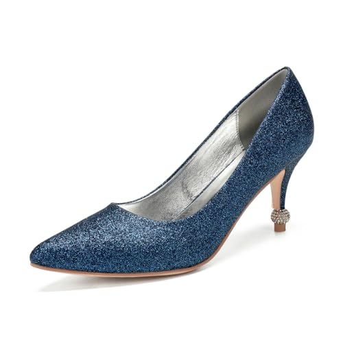 Damen Sexy Hoher Absatz Court Schuhe Spitze Zehe Glitzer Brautschuhe Slip Auf Hochzeit Partei Abschlussball Kleid Pumps,Marine,38 EU Damen Sexy Hoher Absatz Court Schuhe Spitze Zehe Glitzer Brautschuhe Slip Auf Hochzeit Partei Abschlussball Kleid Pumps,Marine,38 EU von smlekwc