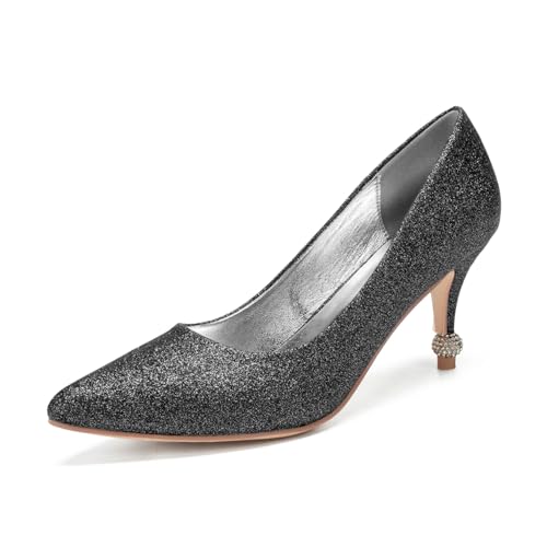 Damen Sexy Hoher Absatz Court Schuhe Spitze Zehe Glitzer Brautschuhe Slip Auf Hochzeit Partei Abschlussball Kleid Pumps,Schwarz,37 EU Damen Sexy Hoher Absatz Court Schuhe Spitze Zehe Glitzer Brautschuhe Slip Auf Hochzeit Partei Abschlussball Kleid Pumps,Schwarz,37 EU von smlekwc