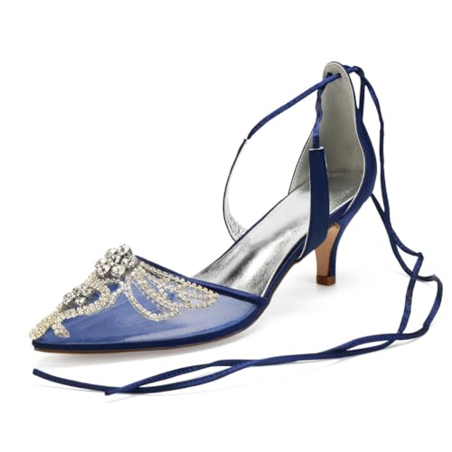 Damen Spitze Zehe Mesh Brautschuhe Mittlerer Kätzchen Ferse Hochzeitskleid Schuhe Schnürung Partei Abschlussball Pumps Mit Perlen,Marine,36 EU Damen Spitze Zehe Mesh Brautschuhe Mittlerer Kätzchen Ferse Hochzeitskleid Schuhe Schnürung Partei Abschlussball Pumps Mit Perlen,Marine,36 EU von smlekwc