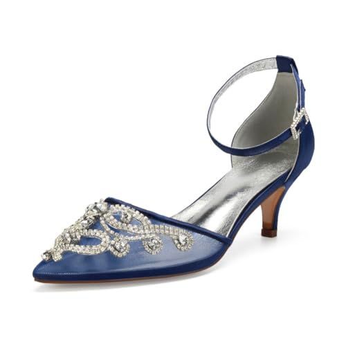 Damen Spitze Zehen Mesh Braut Pumps Mit Strass Mittlerer Kätzchen Ferse Hochzeit Kleid Schuhe Knöchelriemen Abend Partei Abschlussball Schuhe,Marine,42 EU Damen Spitze Zehen Mesh Braut Pumps Mit Strass Mittlerer Kätzchen Ferse Hochzeit Kleid Schuhe Knöchelriemen Abend Partei Abschlussball Schuhe,Marine,42 EU von smlekwc