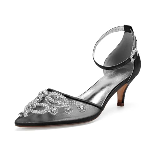 Damen Spitze Zehen Mesh Braut Pumps Mit Strass Mittlerer Kätzchen Ferse Hochzeit Kleid Schuhe Knöchelriemen Abend Partei Abschlussball Schuhe,Schwarz,42 EU Damen Spitze Zehen Mesh Braut Pumps Mit Strass Mittlerer Kätzchen Ferse Hochzeit Kleid Schuhe Knöchelriemen Abend Partei Abschlussball Schuhe,Schwarz,42 EU von smlekwc