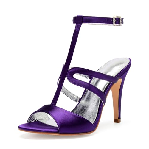 Damen T-Riemen Hochzeit Kleid Schuhe Peep Toe Satin Brautschuhe Hoher Pfennigabsatz Abend Partei Abschlussball Pumps,Dark Purple,36 EU Damen T-Riemen Hochzeit Kleid Schuhe Peep Toe Satin Brautschuhe Hoher Pfennigabsatz Abend Partei Abschlussball Pumps,Dark Purple,36 EU von smlekwc