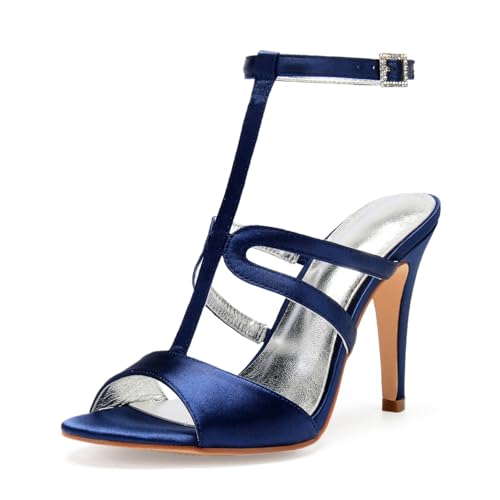 Damen T-Riemen Hochzeit Kleid Schuhe Peep Toe Satin Brautschuhe Hoher Pfennigabsatz Abend Partei Abschlussball Pumps,Marine,38 EU Damen T-Riemen Hochzeit Kleid Schuhe Peep Toe Satin Brautschuhe Hoher Pfennigabsatz Abend Partei Abschlussball Pumps,Marine,38 EU von smlekwc