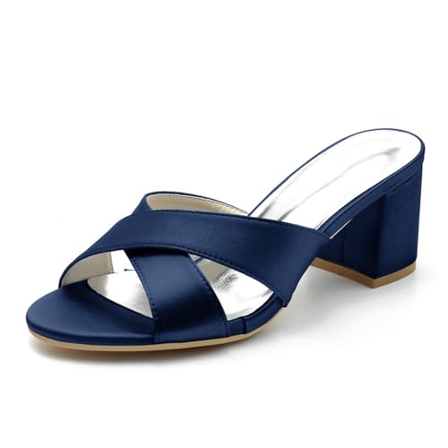 smlekwc Damen Slip Auf Satin Braut Pantoletten Schuhe Offene Zehen Slingback Hochzeit Kleid Sandalen Abendpartei Abschlussball Mittlere Stämmiger Absatz Pumps,Marine,38 EU smlekwc Damen Slip Auf Satin Braut Pantoletten Schuhe Offene Zehen Slingback Hochzeit Kleid Sandalen Abendpartei Abschlussball Mittlere Stämmiger Absatz Pumps,Marine,38 EU von smlekwc