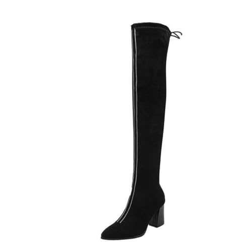 smlekwc Damen Stretch-Wildlederimitat Lange Stiefel Schnürung Oberschenkel Hohe Stiefel Spitze Zehen Overknee-Stiefel Mit Seitlichem Reißverschluss,Schwarz,43.5 EU smlekwc Damen Stretch-Wildlederimitat Lange Stiefel Schnürung Oberschenkel Hohe Stiefel Spitze Zehen Overknee-Stiefel Mit Seitlichem Reißverschluss,Schwarz,43.5 EU von smlekwc