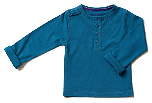 smoob sola Longsleeve Baby Langarmshirt für Junge & Mädchen - Unisex Babybekleidung für Frischlinge - 100% Baumwolle mit Rundhalskragen (Petrol, 92) von smoob