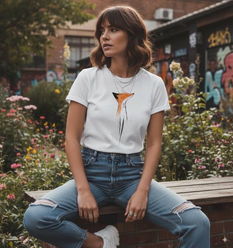 Damen T-Shirt Fuchs - 100% Bio Baumwolle Medium Fit Outdoor Shirt Geschenk Für Sie Rocker von smygfashion