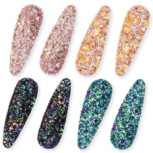 Glitzernde Haarspangen, große Pailletten, Haar-Accessoires für Damen und Mädchen, verschiedene Glitzerfarben, 8 Stück von smyyan