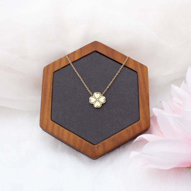 Halskette Mit Kleeblatt Anhänger | Edelstahl Goldfarben Elegant Schlicht Filigran Minimalistisch Feminin Schmuck Für Damen Kette Geschenk von snJewelryStore