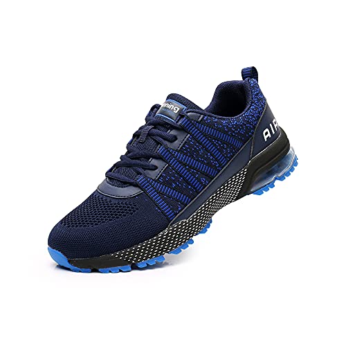 snugnap Laufschuhe Herren Damen Sneaker Sportschuhe Luftkissen Turnschuhe Running Tennis Schuhe Atmungsaktiv Straßenlaufschuhe Walkingschuhe Schwarz Blau Z3027 Dunkel Blau EU 40 Dark Blue von snugnap