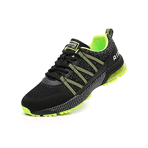 snugnap Laufschuhe Herren Damen Sneaker Sportschuhe Luftkissen Turnschuhe Running Tennis Schuhe Atmungsaktiv Straßenlaufschuhe Walkingschuhe Schwarz Blau Z3027 Grün EU 38 Green von snugnap