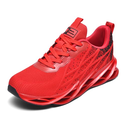 snugnap Sneaker Herren Damen Laufschuhe Sportschuhe Turnschuhe Freizeitschuhe Joggingschuhe Bequeme Fitness Running Schuhe Walkingschuhe Outdoor Straßenlaufschuhe Schwarz Weiß G33Red40 von snugnap