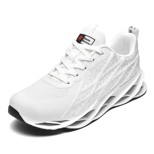 snugnap Sneaker Herren Damen Laufschuhe Sportschuhe Turnschuhe Freizeitschuhe Joggingschuhe Bequeme Fitness Running Schuhe Walkingschuhe Outdoor Straßenlaufschuhe Schwarz Weiß G33White39 von snugnap