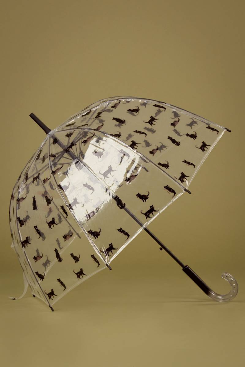 Chat Noir Transparent Dome Regenschirm in Schwarz von so rainy