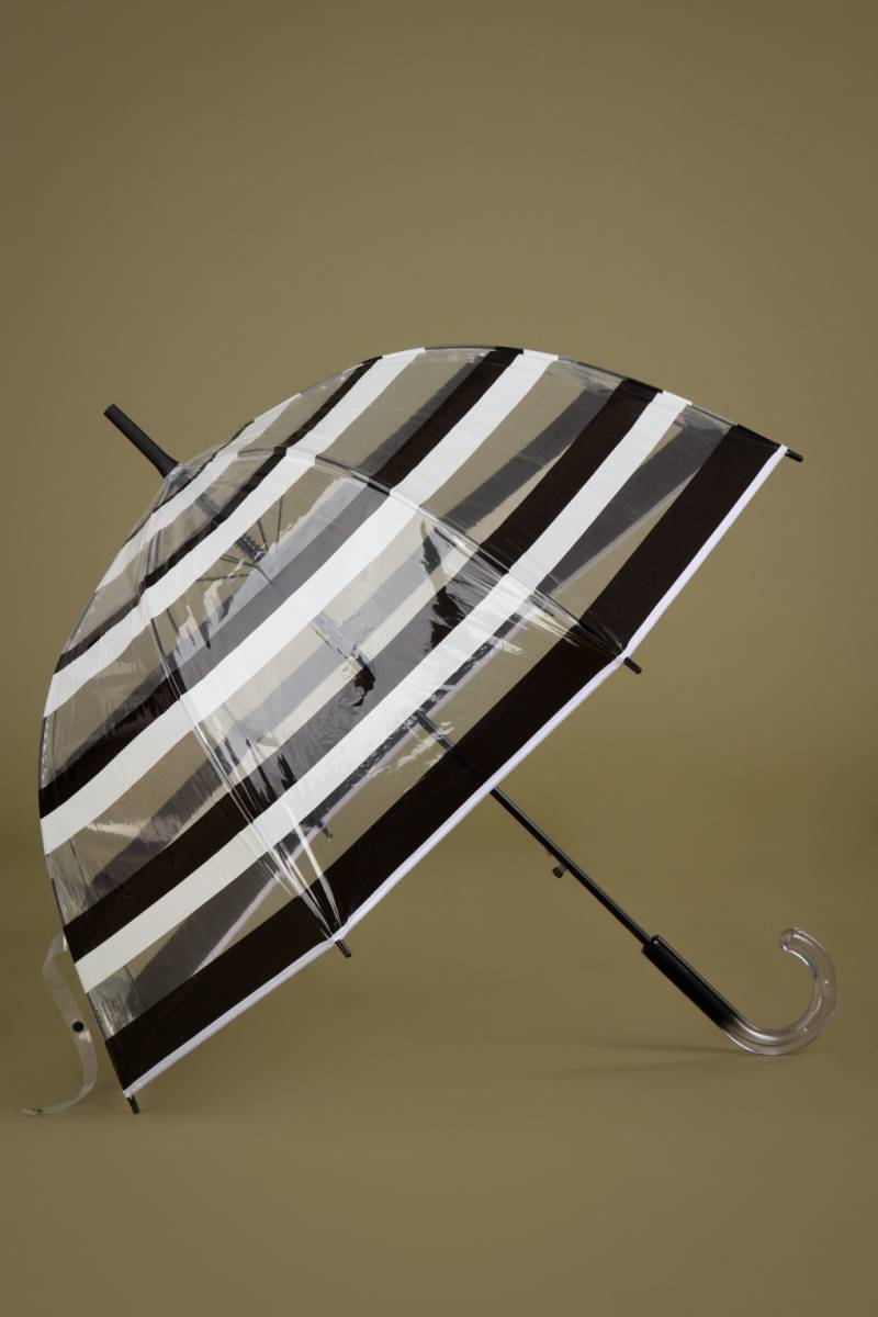 Rayures Transparent Dome Schirm in Schwarz und Weiß von so rainy