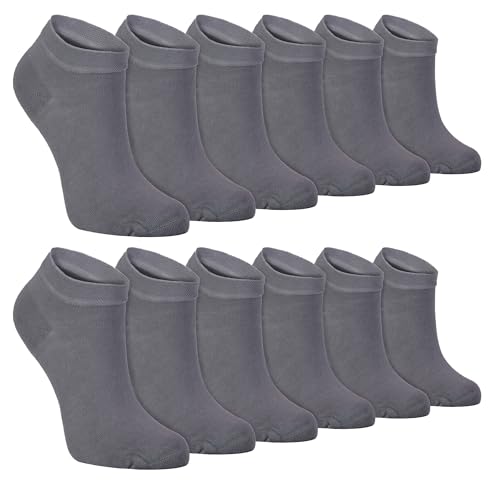 12er Pack Herren Bambus Sneaker Socken | Sock Snob | Atmungsaktive Gepolsterte Unsichtbar Kurz Socken (40-45, Grau) von Sock Snob