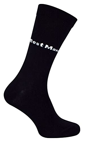 Herren Hochzeitssocken | Neuheit Groomsman und Bester Mann Socken in Schwarz | Hochzeitstag Socken für Vater und Bruder der Braut (39-45, Bester Mann) von Sock Snob