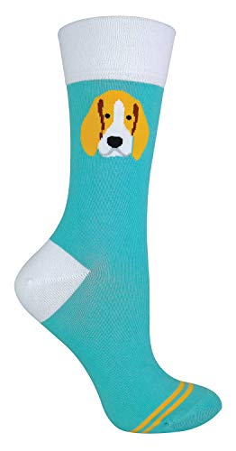 TALKIE - Damen Baumwolle Lustig Bunt Socken mit Hundemotiv und Katzenmotiv für Geschenk (37/42 EU, Beagle Hellgrün) von Sock Snob