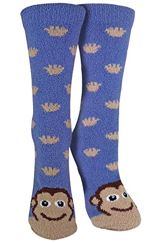 sock snob - 1er Pack Antirutsch Abs Rutschfest Kuschelsocken/Socken mit Cartoon Tiere Motiv (37-42 EU, AFFE) von sock snob