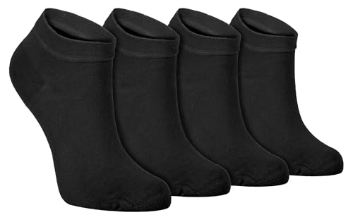 sock snob - 4er Pack Herren und Damen Atmungsaktiv Bambus Quarter Kurz Sneaker Socken für Sommer (39-45 EU, Schwarz) von Sock Snob