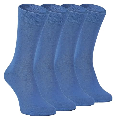 sock snob - 4er Pack Herren und Damen Atmungsaktiv Bio Uni Bambus Socken (39-45 EU, Blau) von sock snob