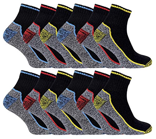 sock snob - 6er Pack Herren Baumwolle Bambus Kurz Arbeitssocken mit Kurzschaft für Work in Sommer (12 Paare, 39-45) von Sock Snob