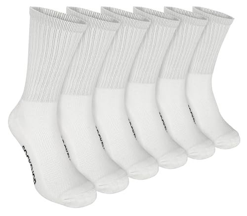 Sock Snob - 6er Pack Herren Gepolstert Atmungsaktiv Baumwolle Bambus Sportsocken für Joggen (39-45 EU, Weiß) von Sock Snob