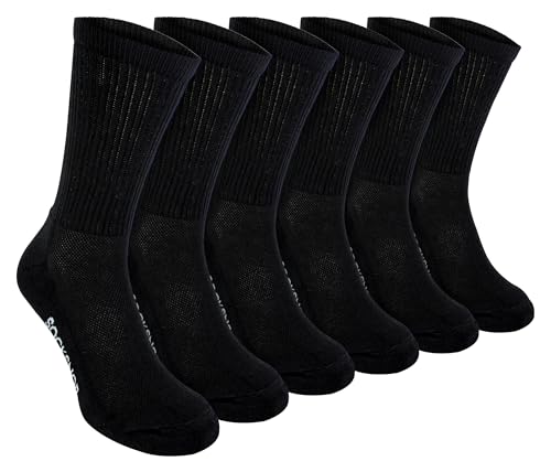 Sock Snob - 6er Pack Herren Kalbsgröße Bambus Bio-Baumwolle Laufsportsocken (37040 EU, Schwarz) von Sock Snob