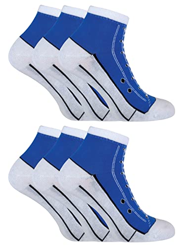 Sock Snob 6er Pack Socken Die Wie Schuhe Aussehen Herren und Damen | Baumwoll Schuhdesign Socken für Basketballschuhe (37-40, Blau) von Sock Snob