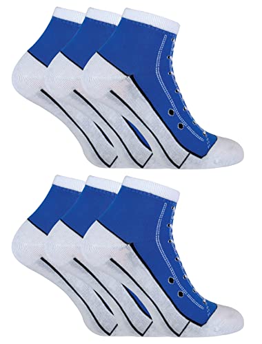 Sock Snob 6er Pack Socken Die Wie Schuhe Aussehen Herren und Damen | Baumwoll Schuhdesign Socken für Basketballschuhe (39-45, Blau) von Sock Snob