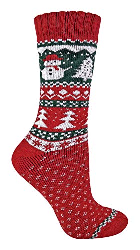 sock snob - Damen 1 Paar Strick Warm Thermo Wolle Weihnachtssocken für Geschenk (37/42 EU, Schneemann) von Sock Snob