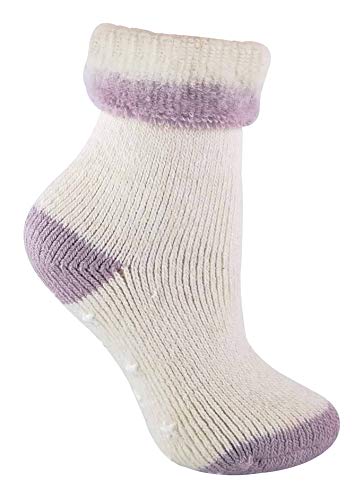 sock snob Damen Creme Winter Alpaka Wolle Anti Rutsch Kuschelsocken mit Sternen Abs (37/42, 09 Purple) von Sock Snob