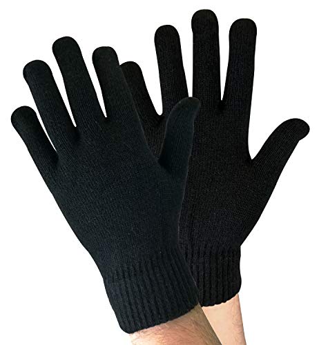 Sock Snob Herren Winter Warm Dünn Leicht Gestrickt Magic Thermo Wolle Handschuhe für Kalt Wetter (Einheitsgröße, WG Schwarz) von Sock Snob