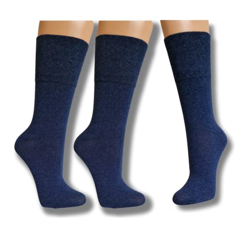 socken-und-mehr | 3 Paar Damensocken Diabetiker geeignet | Gesundheitssocken | Ohne Gummi Druck | Venensocken | Extra weiter Bund (as3, numeric, numeric_39, numeric_42, regular, regular, jeans) von socken-und-mehr