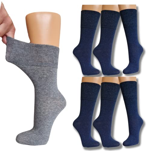 socken-und-mehr | 6 Paar Damensocken Diabetiker geeignet | Gesundheitssocken | Ohne Gummi Druck | Venensocken | Extra weiter Bund (as3, numeric, numeric_35, numeric_38, regular, regular, jeans) von socken-und-mehr