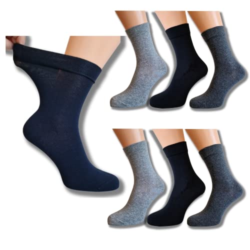 socken-und-mehr | Premium Sox mit extra weitem Schaft | Herrensocken | Diabetiker geeignet | Venenfreundlich | 6 Paar | grau sortiert 43-46 von socken-und-mehr