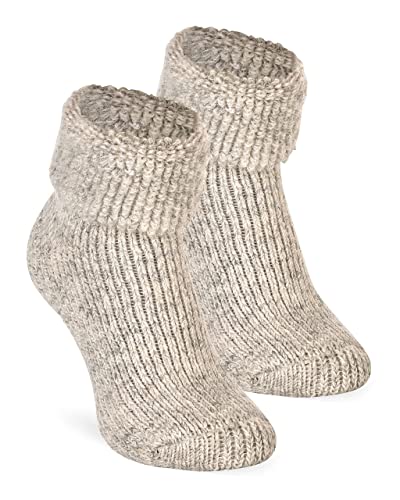 sockendirekt.de 2 Paar Haussocken ABS Wolle Herren & Damen Wintersocken Extra Warm Kuschelig Grau 39-42 von sockendirekt.de