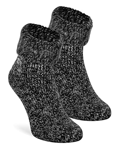 sockendirekt.de 2 Paar Haussocken ABS Wolle Herren & Damen Wintersocken Extra Warm Kuschelig Schwarz 35-38 von sockendirekt.de