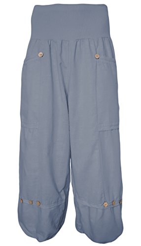 Leinehose Damen 100% Leinen 7/8 Caprihose für den Sommer (46/48, Jeans) von sockenhimmel