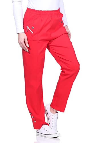 Sommerhosen Damen - Stretch Hose mit Gummizug - Schlupfhose - luftig leichte Stoffhose - Freizeithose - Größe 38 bis 54 (44-46, Rot) von sockenhimmel